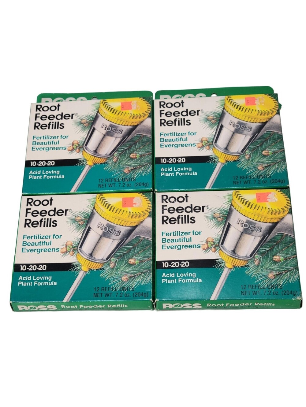 Ross Root Feeder Refills 10-20-20 Evergreen Fertilizer Acid Loving Plants 4 BOXS